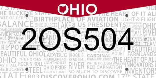 2OS504 Ohio License Plate