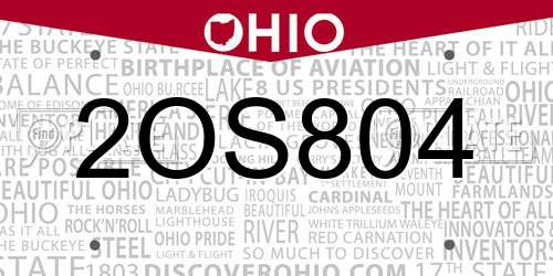2OS804 Ohio License Plate