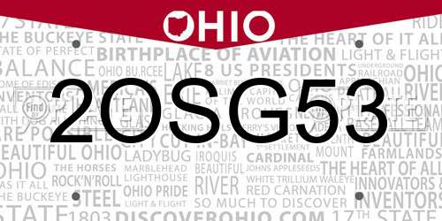 2OSG53 Ohio License Plate