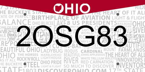 2OSG83 Ohio License Plate