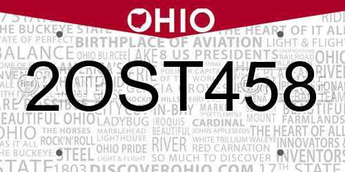 2OST458 Ohio License Plate