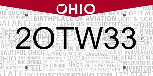 2OTW33 Ohio License Plate