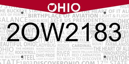 2OW2183 Ohio License Plate