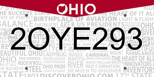 2OYE293 Ohio License Plate