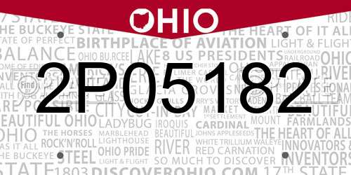 2P05182 Ohio License Plate