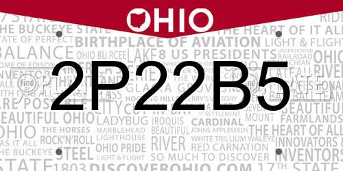 2P22B5 Ohio License Plate