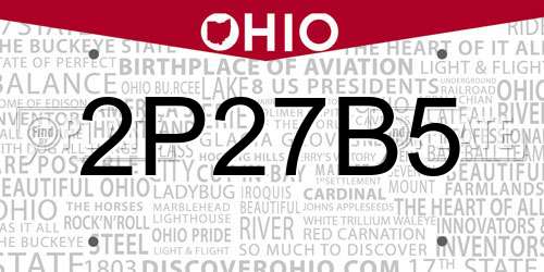 2P27B5 Ohio License Plate