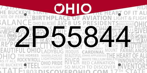 2P55844 Ohio License Plate