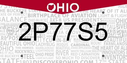 2P77S5 Ohio License Plate