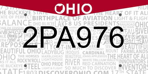 2PA976 Ohio License Plate