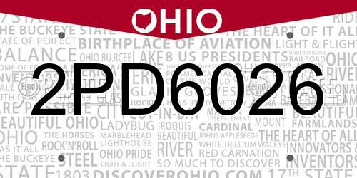 2PD6026 Ohio License Plate