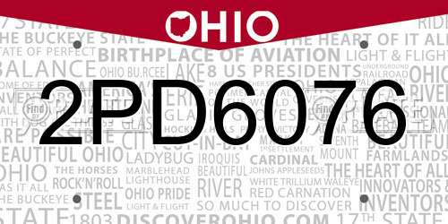 2PD6076 Ohio License Plate