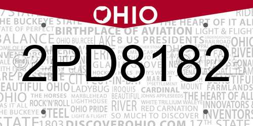 2PD8182 Ohio License Plate