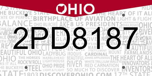 2PD8187 Ohio License Plate