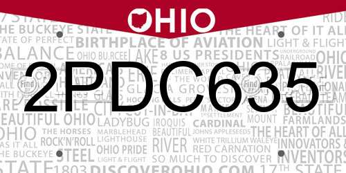 2PDC635 Ohio License Plate