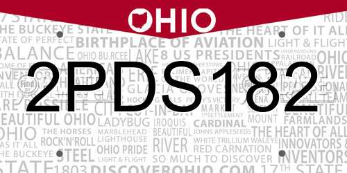 2PDS182 Ohio License Plate