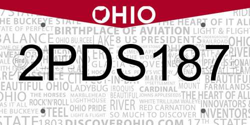 2PDS187 Ohio License Plate