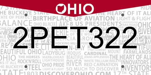 2PET322 Ohio License Plate