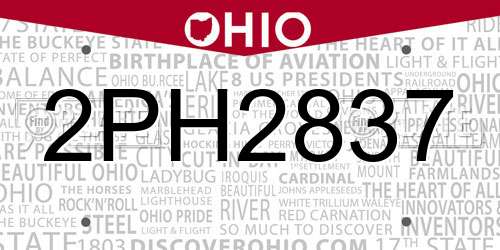 2PH2837 Ohio License Plate