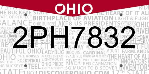 2PH7832 Ohio License Plate