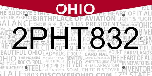 2PHT832 Ohio License Plate