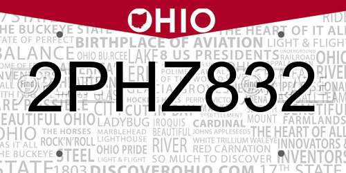 2PHZ832 Ohio License Plate