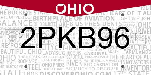 2PKB96 Ohio License Plate