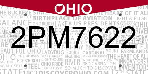 2PM7622 Ohio License Plate
