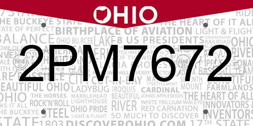 2PM7672 Ohio License Plate