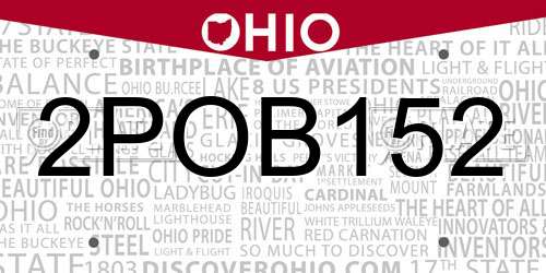 2POB152 Ohio License Plate