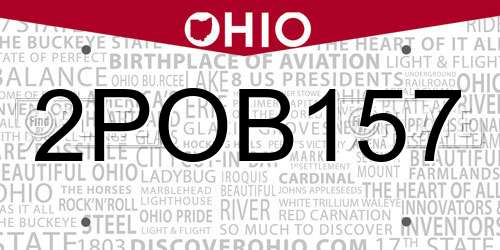 2POB157 Ohio License Plate
