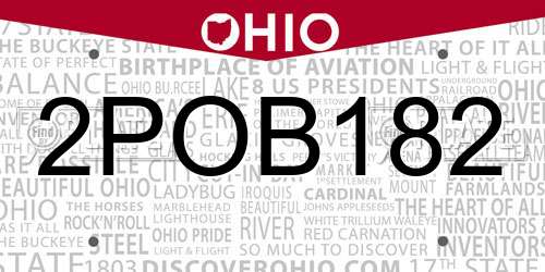 2POB182 Ohio License Plate