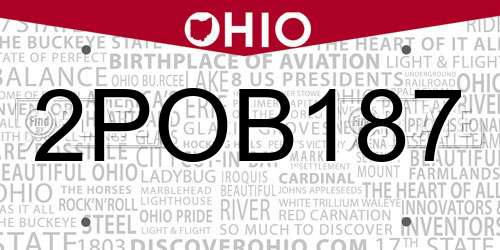 2POB187 Ohio License Plate