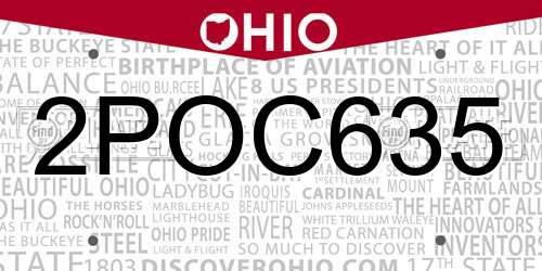 2POC635 Ohio License Plate