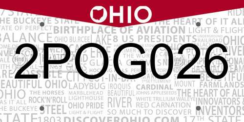 2POG026 Ohio License Plate