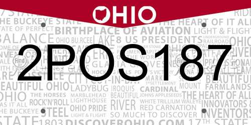 2POS187 Ohio License Plate