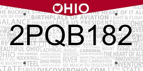2PQB182 Ohio License Plate