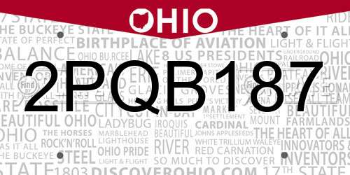 2PQB187 Ohio License Plate