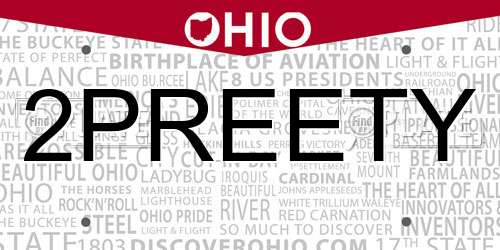 2PREETY Ohio License Plate