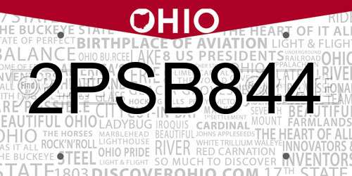 2PSB844 Ohio License Plate