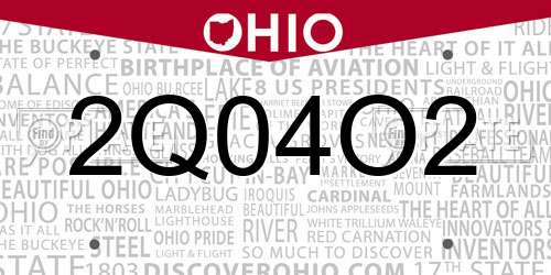 2Q04O2 Ohio License Plate