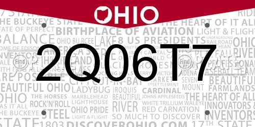 2Q06T7 Ohio License Plate