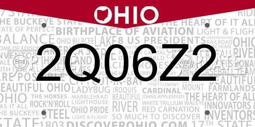2Q06Z2 Ohio License Plate