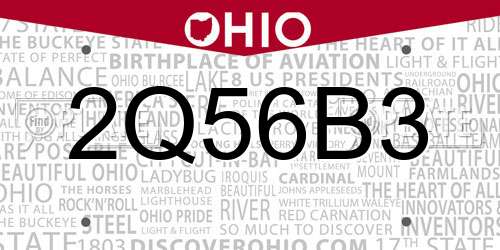 2Q56B3 Ohio License Plate