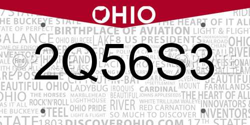 2Q56S3 Ohio License Plate