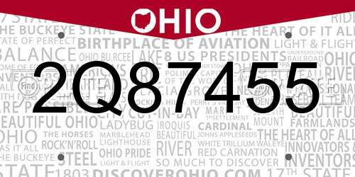2Q87455 Ohio License Plate