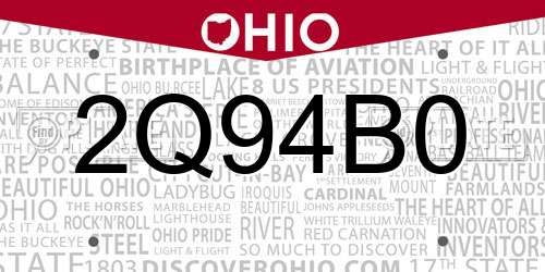 2Q94B0 Ohio License Plate