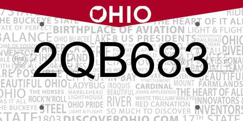 2QB683 Ohio License Plate