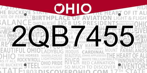 2QB7455 Ohio License Plate