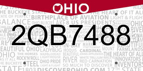 2QB7488 Ohio License Plate